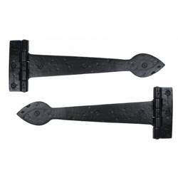 BLACK SMOOTH GOTHIC 12" T HINGE (PAIR) 73226