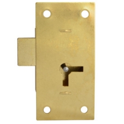 ASEC BRASS 1 LEVER 64MM STRAIGHT CUPBOARD LOCK