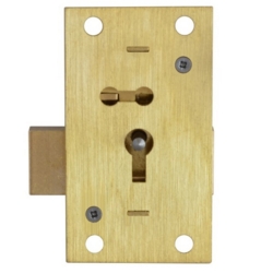ASEC BRASS 4 LEVER 64MM STRAIGHT CUPBOARD LOCK