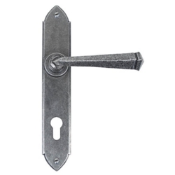 GOTHIC ESPAGNOLETTE LOCKSET 92mm C/C PEWTER PATINA