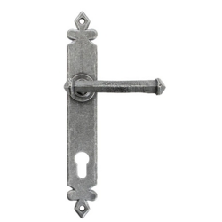 TUDOR ESPAGNOLETTE LOCKSET 92mm E/P C/C PEWTER PATINA