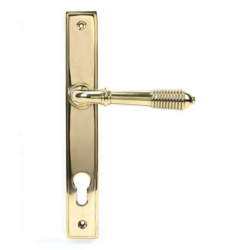 REEDED SLIMLINE ESPAGNOLETTE HANDLE SET 92mm C/C POL. BRASS