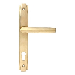 ART DECO SLIMLINE ESPAGNOLETTE LOCK SET 92mm C/C POL.  BRASS