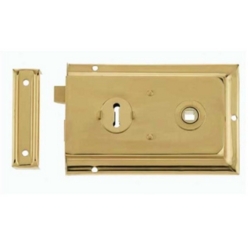 REVERSIBLE FLANGED RIM LOCK PB