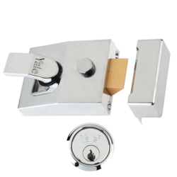 YALE 85 DEADLOCKING NIGHTLATCH POL CHROME 40mm BACKSET