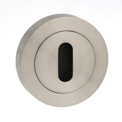 PAIR MORTICE KEY ESCUTCHEONS SATIN NICKEL