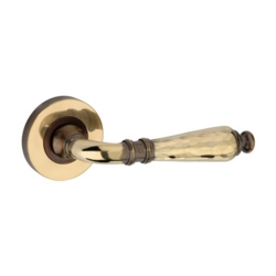 HAMMERED HAZEL LEVER ON ROSE AGED BRASS
