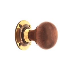 ROSEWOOD BUN KNOBSET AGED BRASS RIM / MORTICE