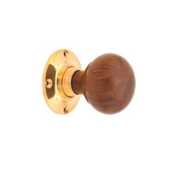 ROSEWOOD BUN KNOBSET POLISHED BRASS RIM / MORTICE