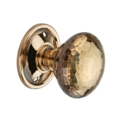 HAMMERED MUSHROOM KNOBSET RIM / MORTICE AGED BRASS