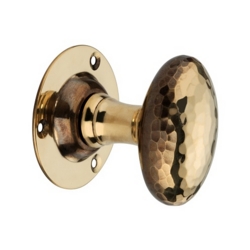 HAMMERED OVAL MORTICE KNOBSET AGED BRASS
