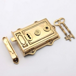 DAVENPORT DUAL-HANDED RIMLOCK POLISHED BRASS