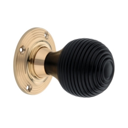 EBONY BEEHIVE KNOBSET POLISHED BRASS  MORTICE / RIM
