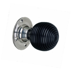 EBONY BEEHIVE KNOBSET POLISHED NICKEL  MORTICE / RIM