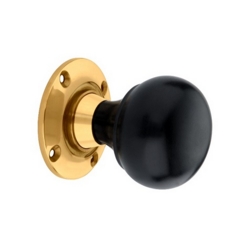 EBONY COTAGE BUN DOOR KNOBSET POLISHED BRASS