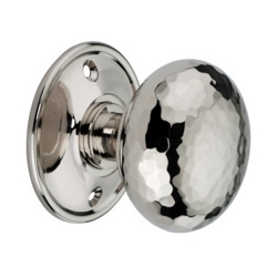 LARGE HAMMERED COTTAGE KNOBSET MORTICE / RIM POLISHED NICKEL