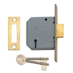 UNION 2177 3 LEVER 64mm DEADLOCK POLISHED BRASS