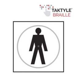 MALE TAKTYLE BRAILLE SIGN BLACK ON WHITE 150x150mm