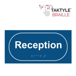 TAKTYLE RECEPTION SIGN WH/BL 300x150mm