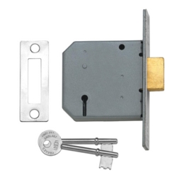 UNION 2177 3 LEVER 75mm DEADLOCK SATIN CHROME