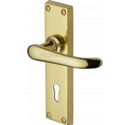 WINDSOR LEVER ON MORTICE KEY PLATE POLISHED BRASS V700-PB