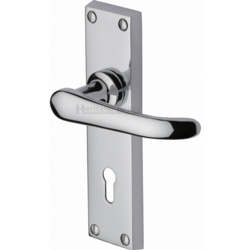 WINDSOR LEVER ON MORTICE KEY PLATE POLISHED CHROME V700-PC