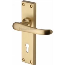 WINDSOR LEVER ON MORTICE KEY PLATE SATIN BRASS V700-SB