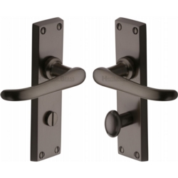 WINDSOR LEVER ON BATHROOM PLATE MATT BRONZE V730-MB
