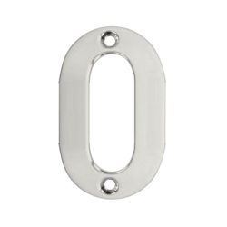 75mm NUMERAL 0 POLISHED STAINLESS STEEL