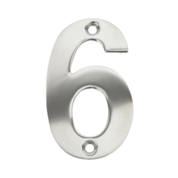 75mm NUMERAL 6 POLISHED STAINLESS STEEL