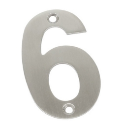 75mm NUMERAL 6 SATIN STAINLESS STEEL