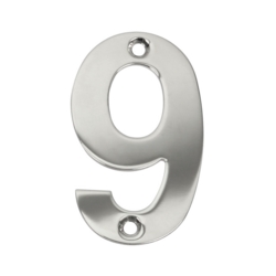 75mm NUMERAL 9 POLISHED STAINLESS STEEL