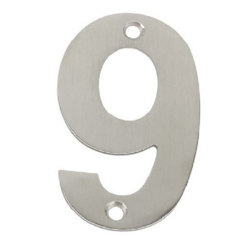 75mm NUMERAL 9 SATIN STAINLESS STEEL