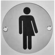 GENDER NEUTRAL SIGN 75mm DIA SSS C/W FIXINGS TO WOOD