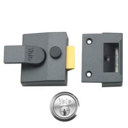 YALE 89 DEADLOCKING NIGHT LATCH SATIN CHROME CYLINDER