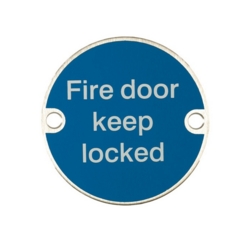 FIRE DOOR KEEP LOCKED 75mm SIGN SSS