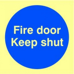PHOTOLUMINESCENT FIRE DOOR KEEP SHUT SIGN 100X100MM