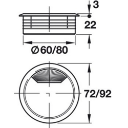 60-80mm 2 PART CABLE TIDY WHITE  429.99.726
