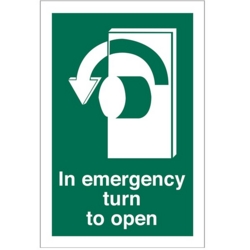 TURN KNOB TO OPEN 100X150 ARROW LEFT