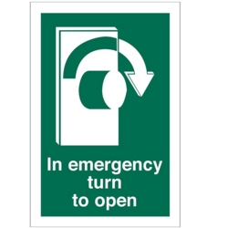 TURN KNOB TO OPEN 100X150 ARROW RIGHT