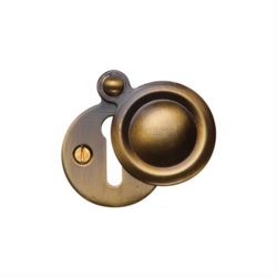COVERED MORTICE KEY ESCUTCHEON ANTIQUE BRASS V1020-AT