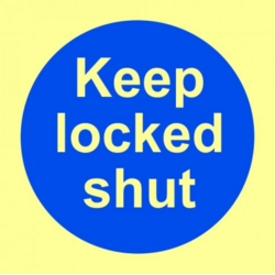 PHOTOLUMINESCENT FIRE DOOR KEEP LOCKED SIGN 100X100MM